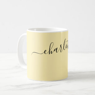 Elegant Butter Colour Modern Name Personalised Coffee Mug