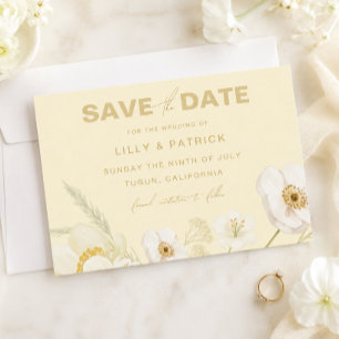 Elegant Butter yellow botanical modern wedding Save The Date
