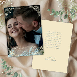 Elegant Butter Yellow Formal Vintage Wedding Thank You Card
