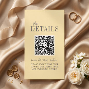 Elegant Butter Yellow Minimalist Wedding Qr Code Enclosure Card