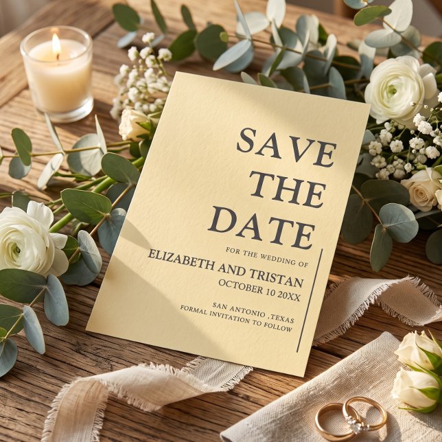 Elegant Butter Yellow Minimalist Wedding  Save The Date (Creator Uploaded)