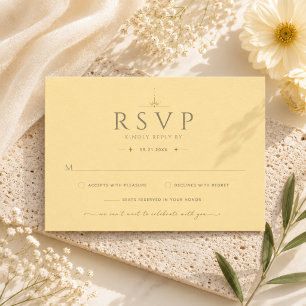 Elegant Butter Yellow Modern Wedding RSVP Card