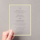 Elegant Butter Yellow Monogram Modern Wedding Acrylic Invitations<br><div class="desc">Modern wedding invitations featuring a clean design with serif and script fonts.</div>