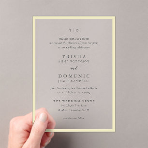 Elegant Butter Yellow Monogram Modern Wedding Acrylic Invitations