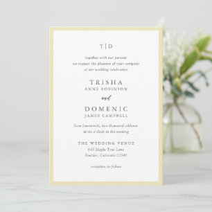Elegant Butter Yellow Monogram Modern Wedding Invitation