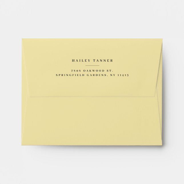 Elegant Butter Yellow Return Address Envelope (Back (Top Flap))