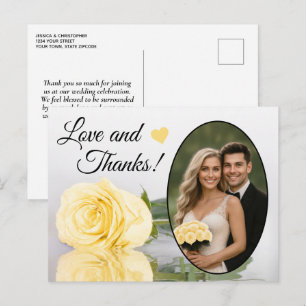 Elegant Butter Yellow Rose Wedding Love & Thanks Postcard