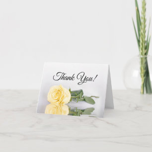 Elegant Butter Yellow Rose Wedding Photo Inside Thank You Card