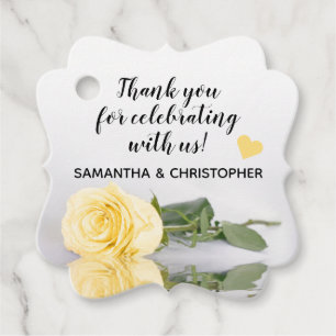 Elegant Butter Yellow Rose Wedding Thank You Favour Tags