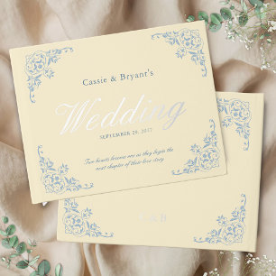 Elegant Butter Yellow Vintage Chic Formal Wedding Guest Book