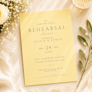 Elegant Butter Yellow Wedding Rehearsal Dinner Invitation