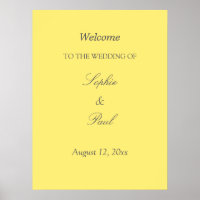 Elegant Butter Yellow Wedding Welcome Poster