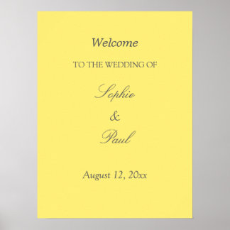 Elegant Butter Yellow Wedding Welcome Poster