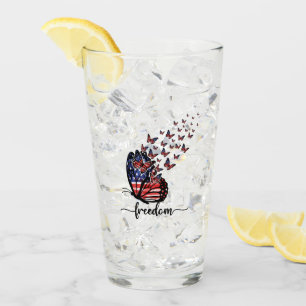 Elegant Butterflies American Flag Freedom Glass