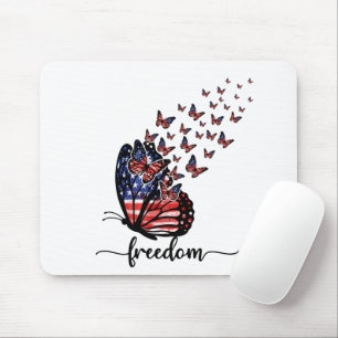 Elegant Butterflies   American Flag   Freedom Mouse Pad