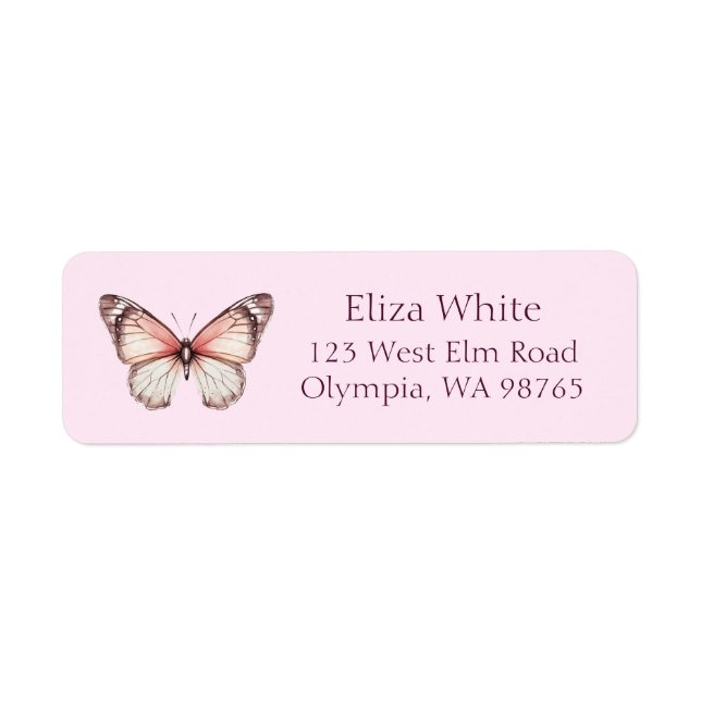 Elegant Butterflies Bridal Shower Address CUSTOM (Front)