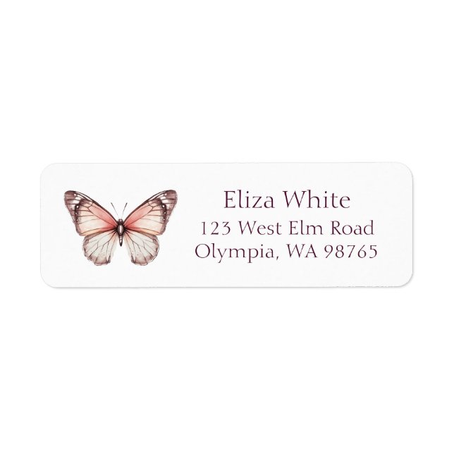 Elegant Butterflies Bridal Shower Address CUSTOM (Front)