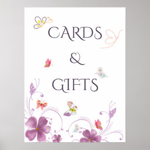 Elegant Butterflies Bridal Shower Cards and Gifts Poster