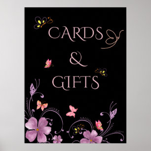Elegant Butterflies Bridal Shower Cards and Gifts Poster