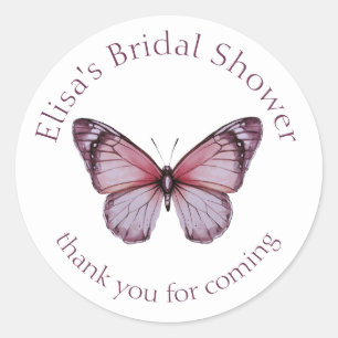 Elegant Butterflies Bridal Shower CUSTOM Classic Round Sticker