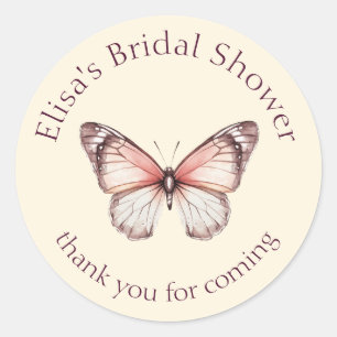 Elegant Butterflies Bridal Shower CUSTOM Classic Round Sticker