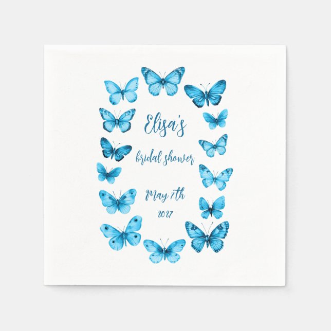 Elegant Butterflies Bridal Shower CUSTOM Napkin (Front)
