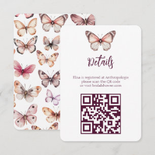 Elegant Butterflies Bridal Shower CUSTOM QR code Enclosure Card