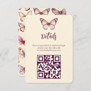 Elegant Butterflies Bridal Shower CUSTOM QR code Enclosure Card