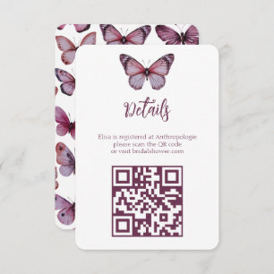 Elegant Butterflies Bridal Shower CUSTOM QR code Enclosure Card