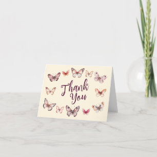 Elegant Butterflies Bridal Shower CUSTOM Thank You Card