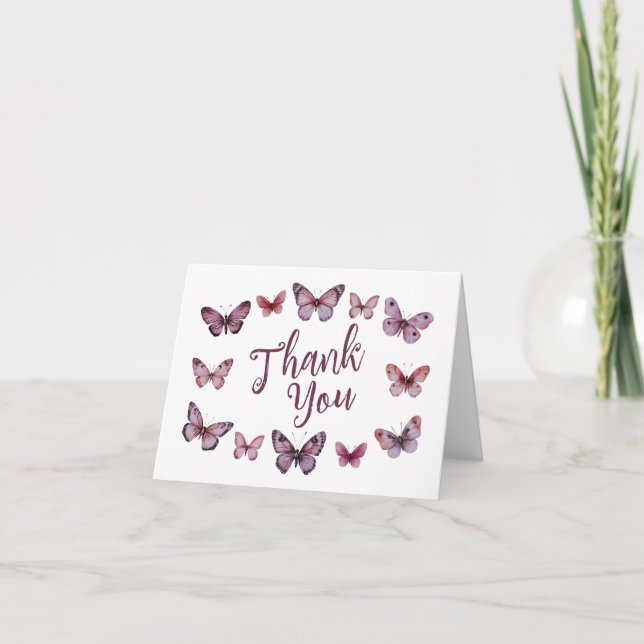 Elegant Butterflies Bridal Shower CUSTOM Thank You Card (Front)