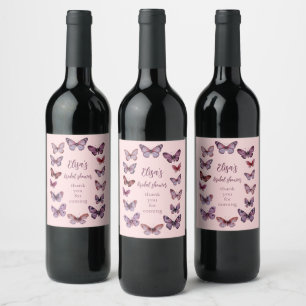 Elegant Butterflies Bridal Shower CUSTOM Wine Label