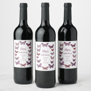 Elegant Butterflies Bridal Shower CUSTOM Wine Label