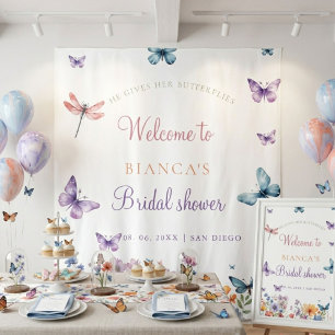 Elegant Butterflies bridal shower Welcome Tapestry