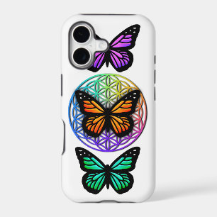 Elegant butterflies colourful flower of life