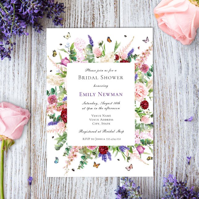 Elegant Butterflies & Floral Bridal Shower  Invitation (Creator Uploaded)