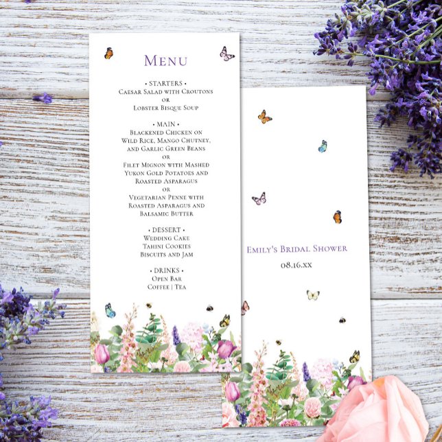 Elegant Butterflies & Floral Menu Card (Creator Uploaded)