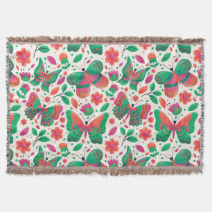 Elegant Butterflies Flowers Leaves For Decor Throw Blanket