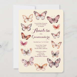 Elegant Butterflies Frame Quinceañera CUSTOM Invitation
