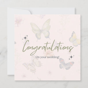 Elegant Butterflies Pink Boho Wedding Card
