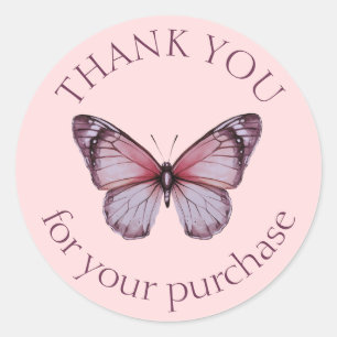 Elegant Butterflies THANK YOU for purchase CUSTOM Classic Round Sticker