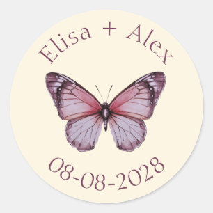 Elegant Butterflies Wedding Engagement CUSTOM Classic Round Sticker