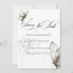 Elegant Butterfly and Dandelion Puff Pastels Ink Invitation