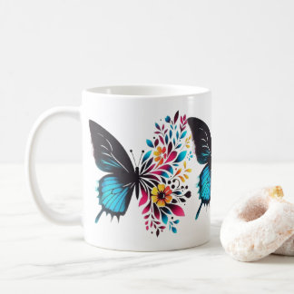 Elegant butterfly and floral mug