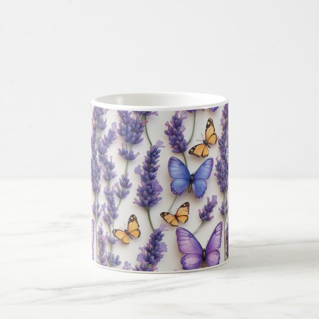 Elegant Butterfly and Lavender Design  Coffee Mug (Center)