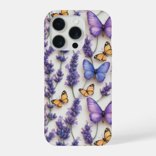 Elegant Butterfly and Lavender Design iPhone 15 Pro Case