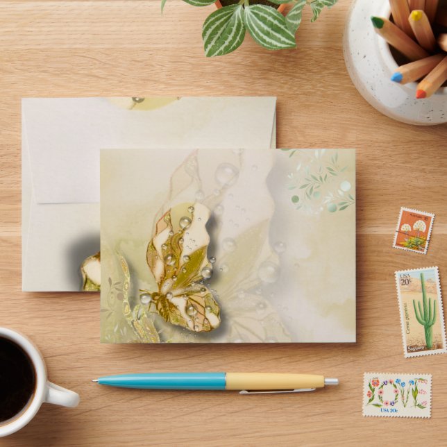 Elegant Butterfly and Pearl Fantasy  Envelope (Desk)