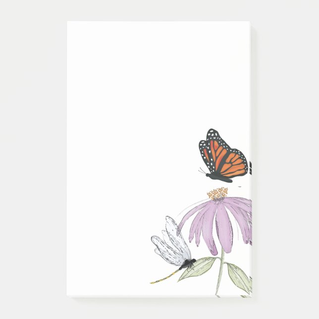 Elegant Butterfly and Purple Flower Stylish blank Post-it Notes (Front)