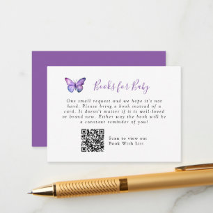 Elegant Butterfly Baby Shower Book Request QR Code Enclosure Card
