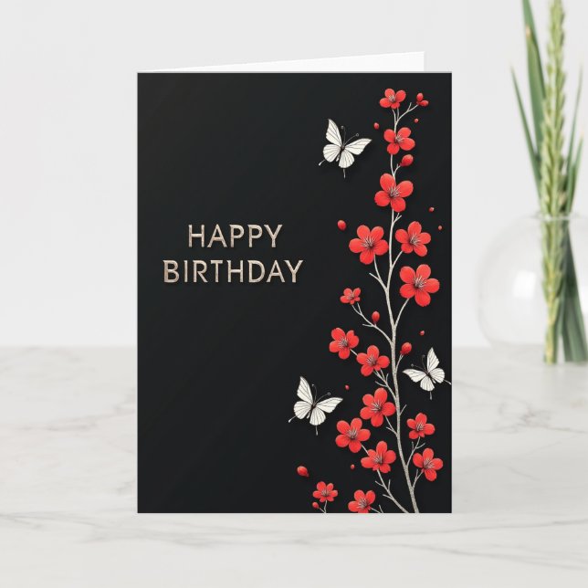Elegant Butterfly Birthday Card (Front)